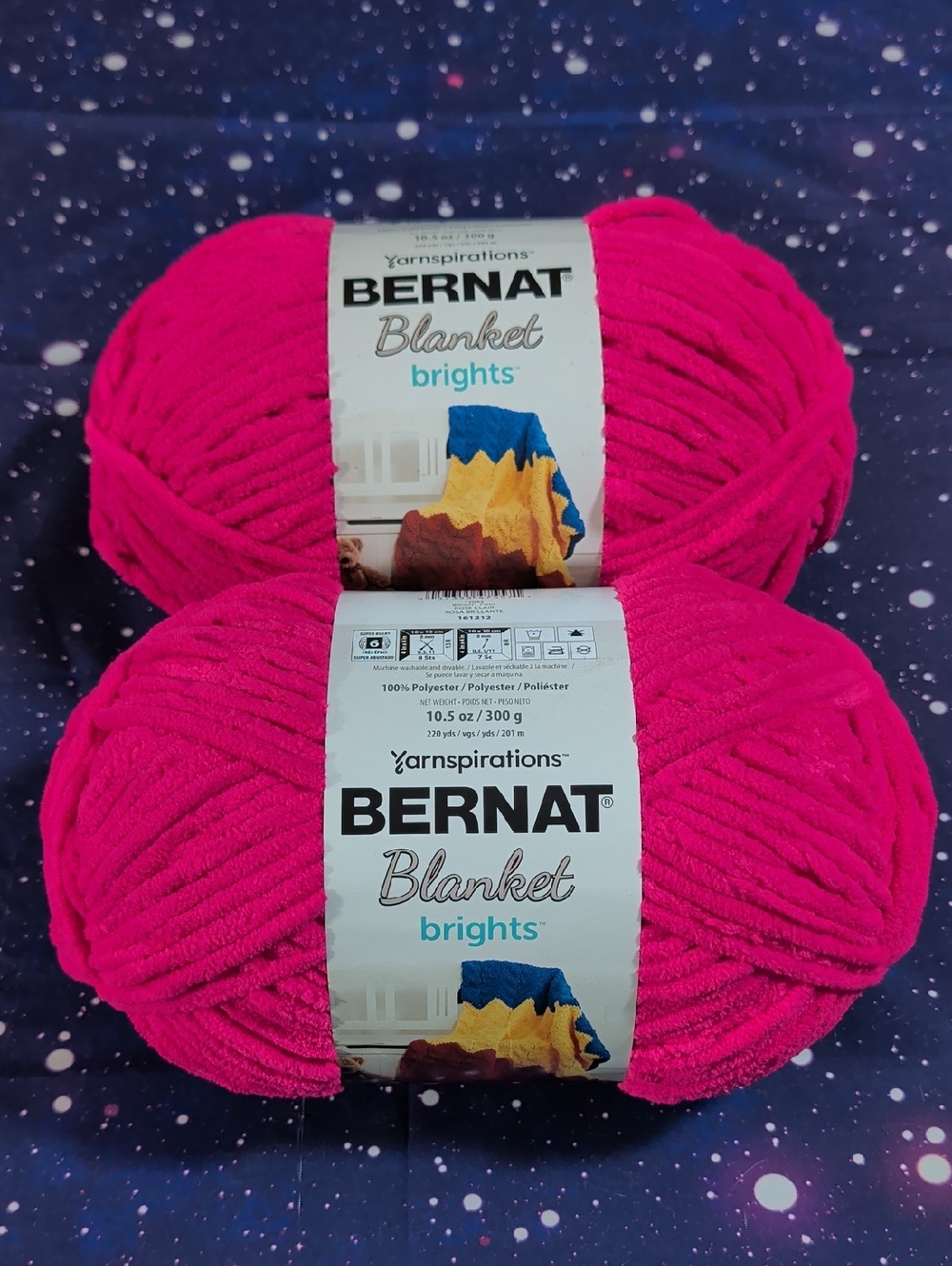 2 Brand New Skeins Bernat Blanket Brights Yarn BRIGHT PINK Smoke Free Home